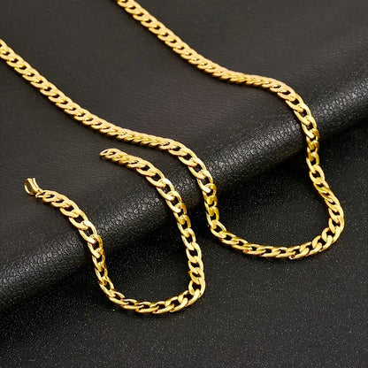 S-Conjunto de Collar y Pulsera de Cadena de Hierro - Dorado