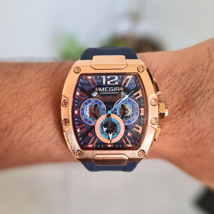 Reloj Cuarzo MEGIR INTREPID SPORT Azul Oro Rosa