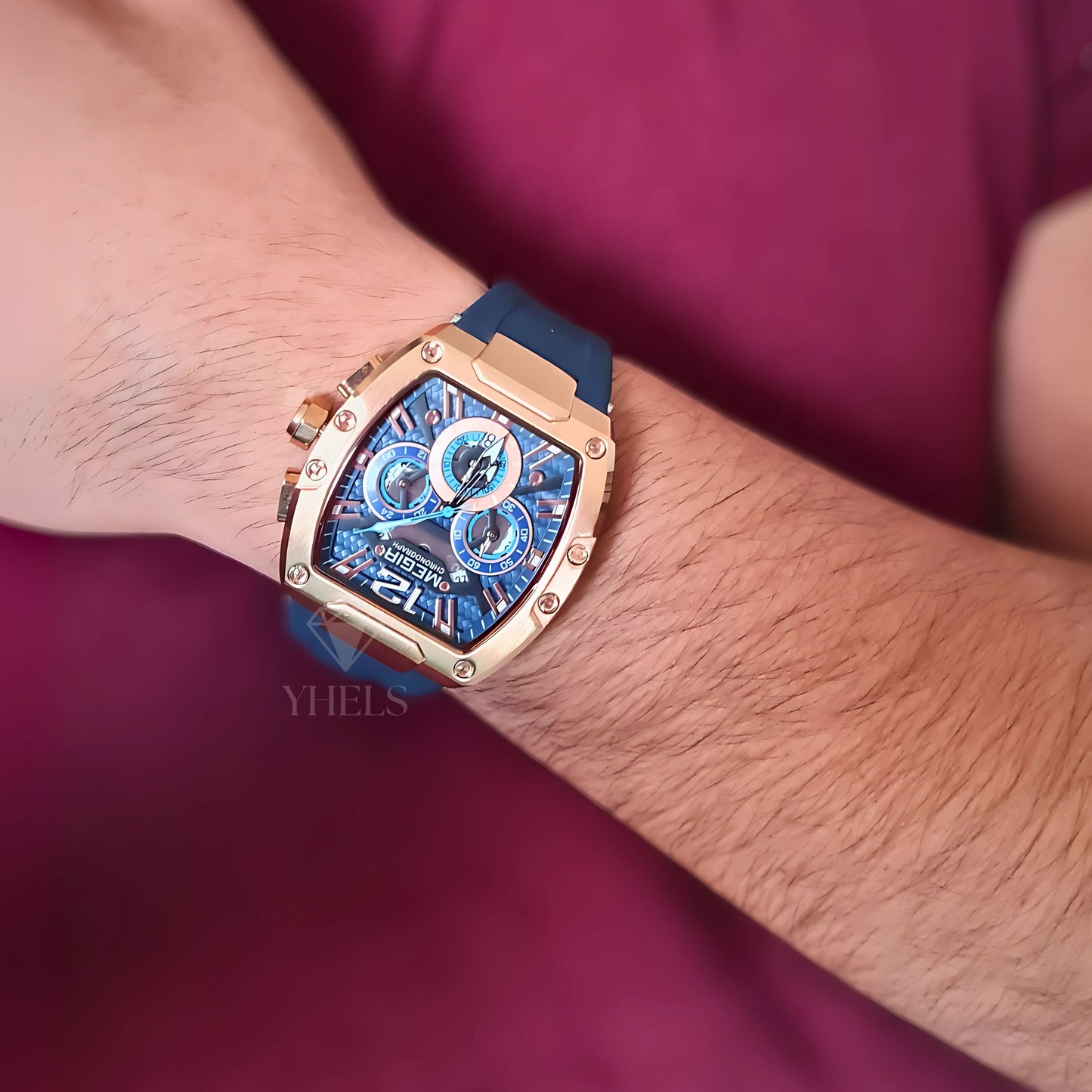 Reloj Cuarzo MEGIR INTREPID SPORT Azul Oro Rosa